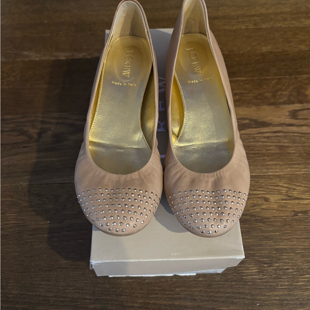 J Crew Nude Studded Ballet Flats